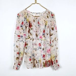 Etcetera Floral Pleat Detailed Chiffon Blouse